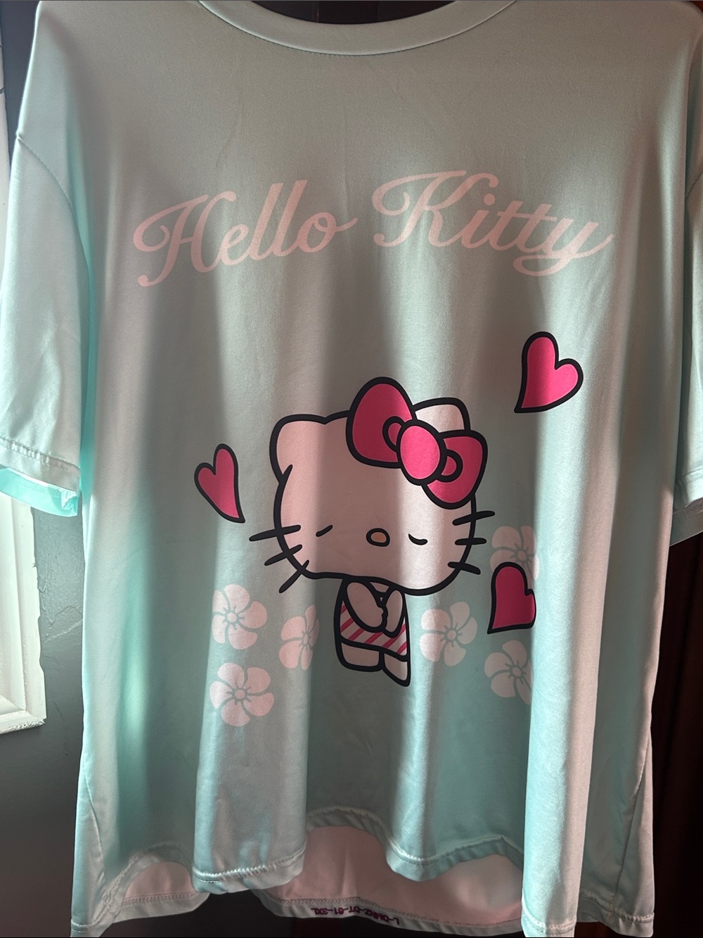 Hello Kitty Mint Green Tee with Pink Accents